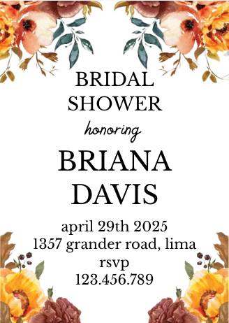 Bridal Shower Card Invitation