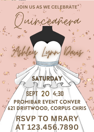 Dressed for the Occasion Quinceanera Part Card Invitation - Elegant Outfit Themed Digital Invite