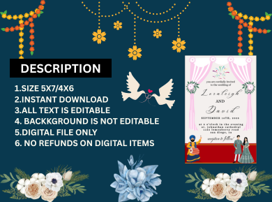 Pink Celebration Theme Digital Card Invitation - Custom Wedding Party Digital Card Invites