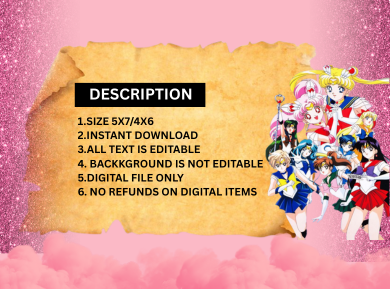 Personalized Sailor Moon Digital Invitation - Sparkling Birthday Party Invitation For Kids