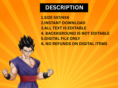 Personalized Dragon Ball Z Digital Card Invitation - Super Saiyan Theme Digital Invite