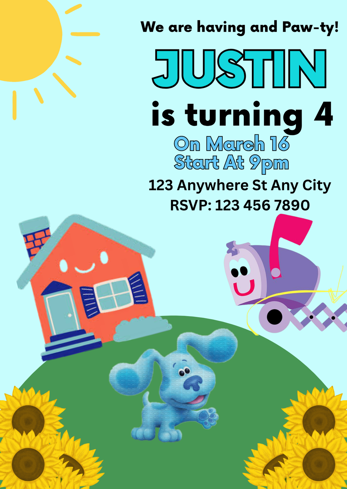 Blue’s Clues Themed Birthday Digital Invitation - Fun &amp; Personalized Birthday Card Invite