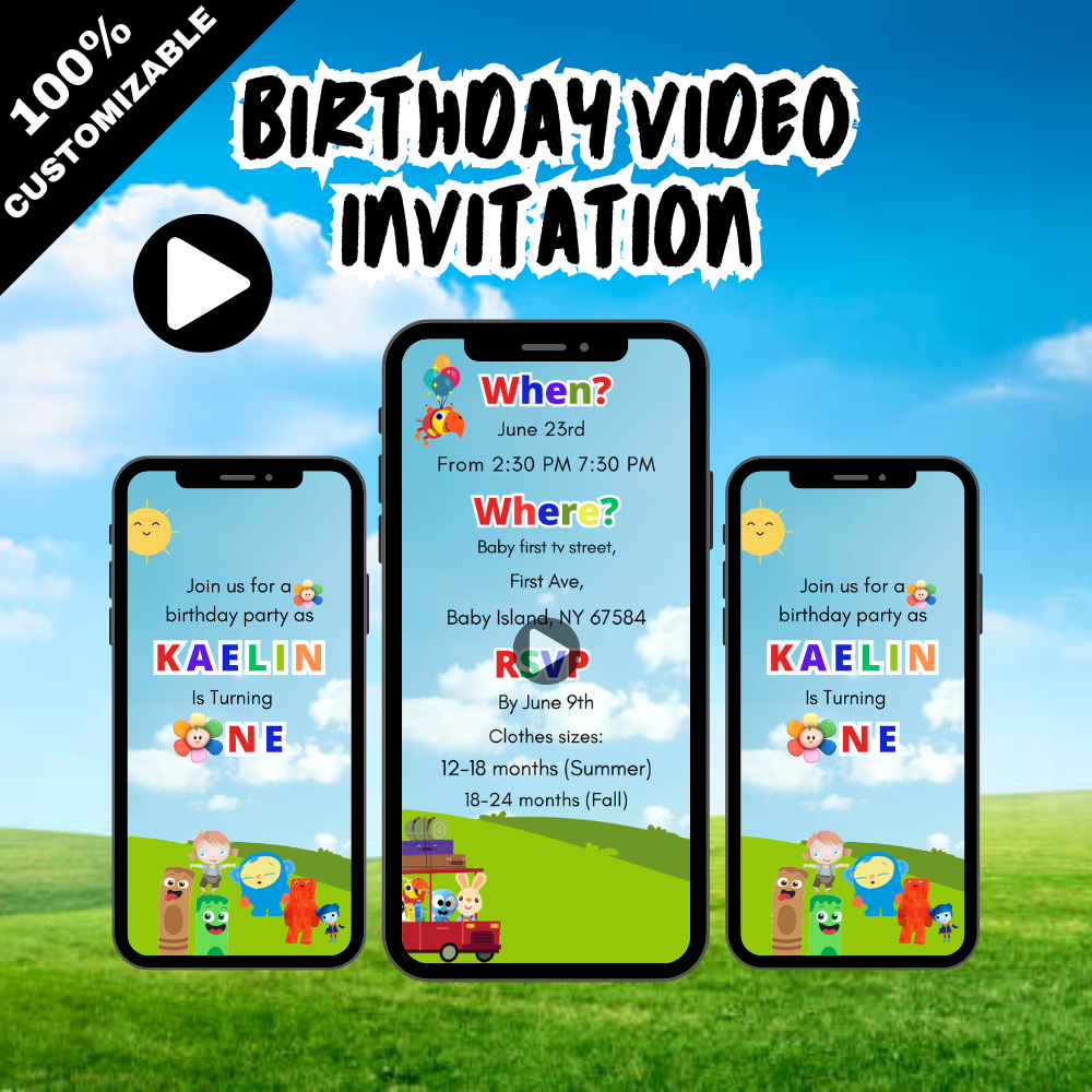 Fun Peek-a-Boo First Birthday Video Invitation – Personalized Digital Invite