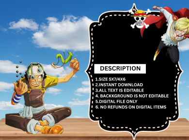 One Piece Themed Birthday Card Invitation - Custom Pirate Fun Card Invites For Kids