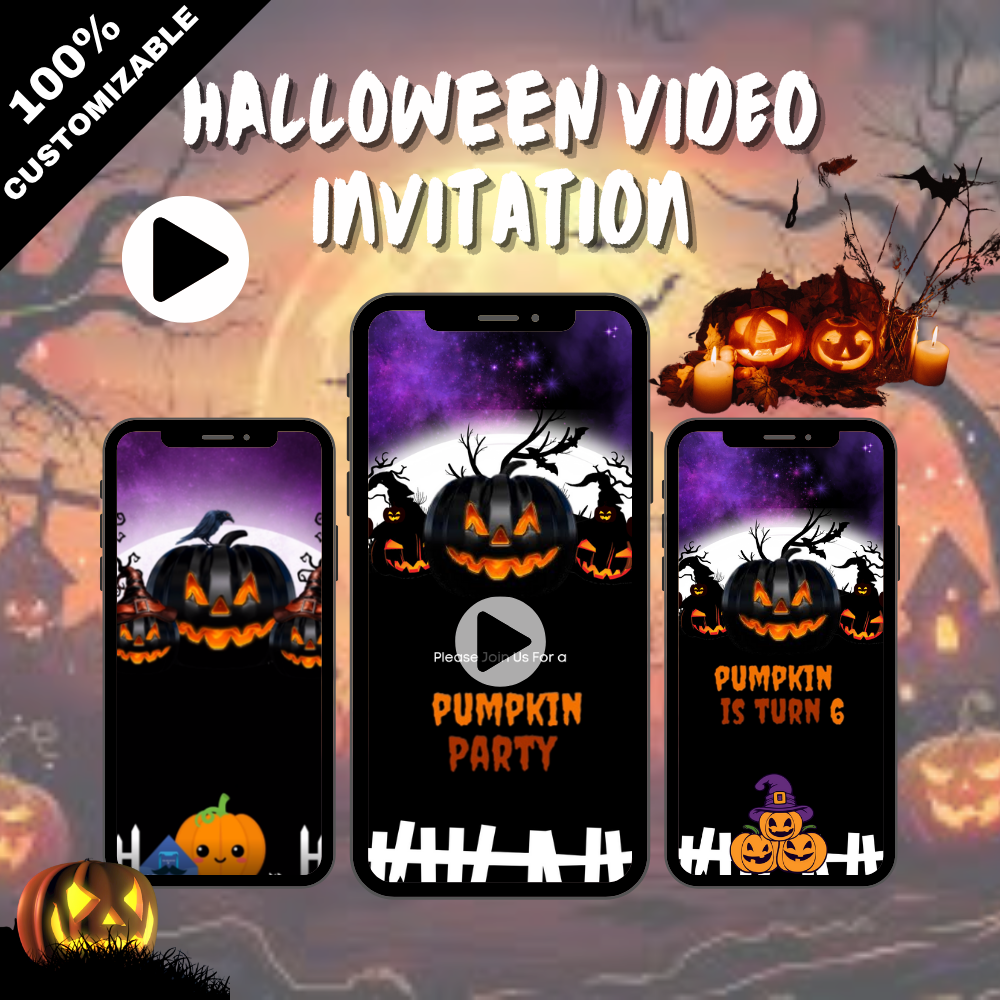 Spooky Animated Pumpkin Video Invitation – Perfect Theme for Halloween Parties Digital Invites