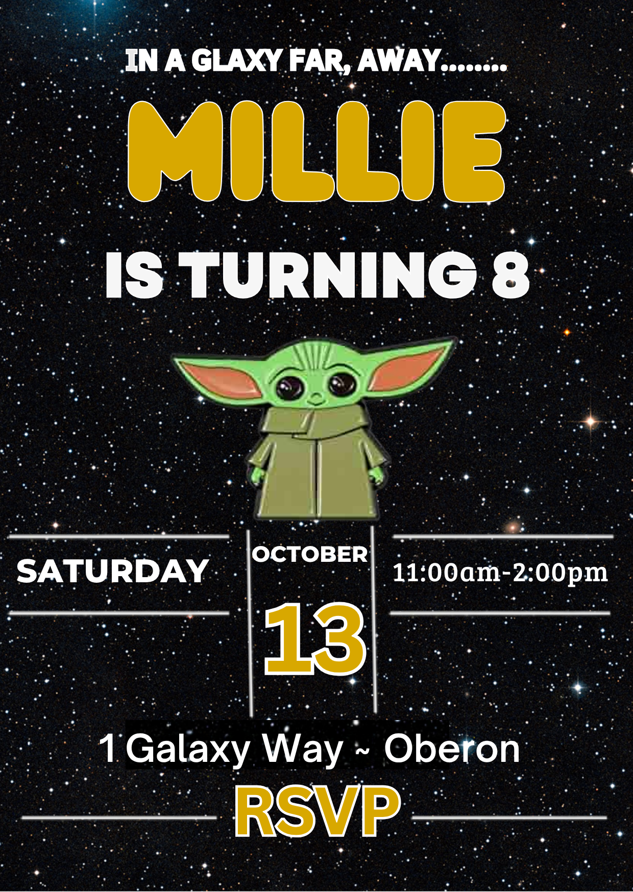 Custom Baby Yoda Birthday Card Invitation - Adorable Star Wars Digital Card Invite