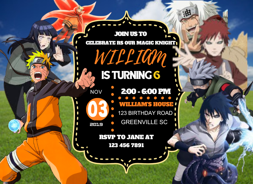 Custom Naruto Party Card Invitation For Kids – For the Ultimate Ninja Fan Party Invite