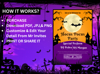 Magical Hocus Pocus Birthday Card Invitation – Custom Digital Invite for a Haunting Celebration