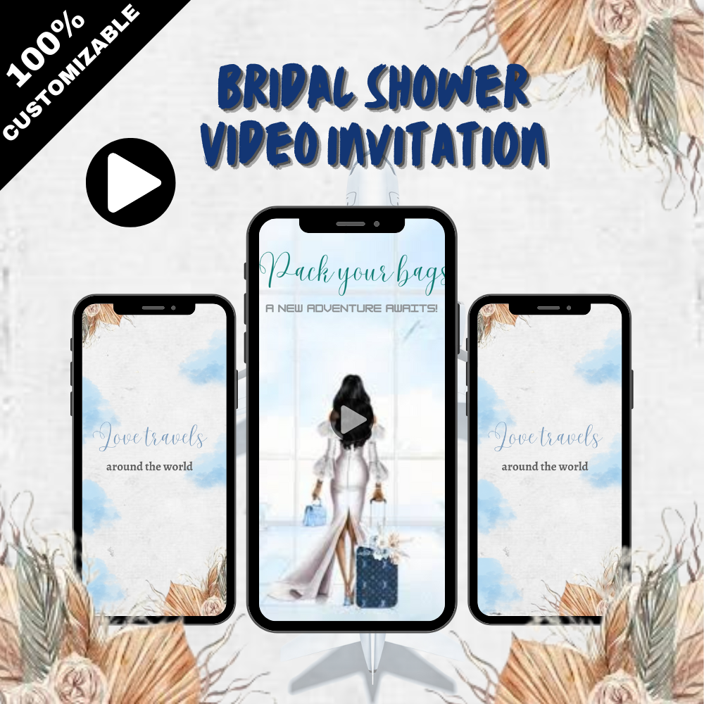 Passport to Love Bridal Shower Video Invitation – Travel Themed Animated Digital Invite