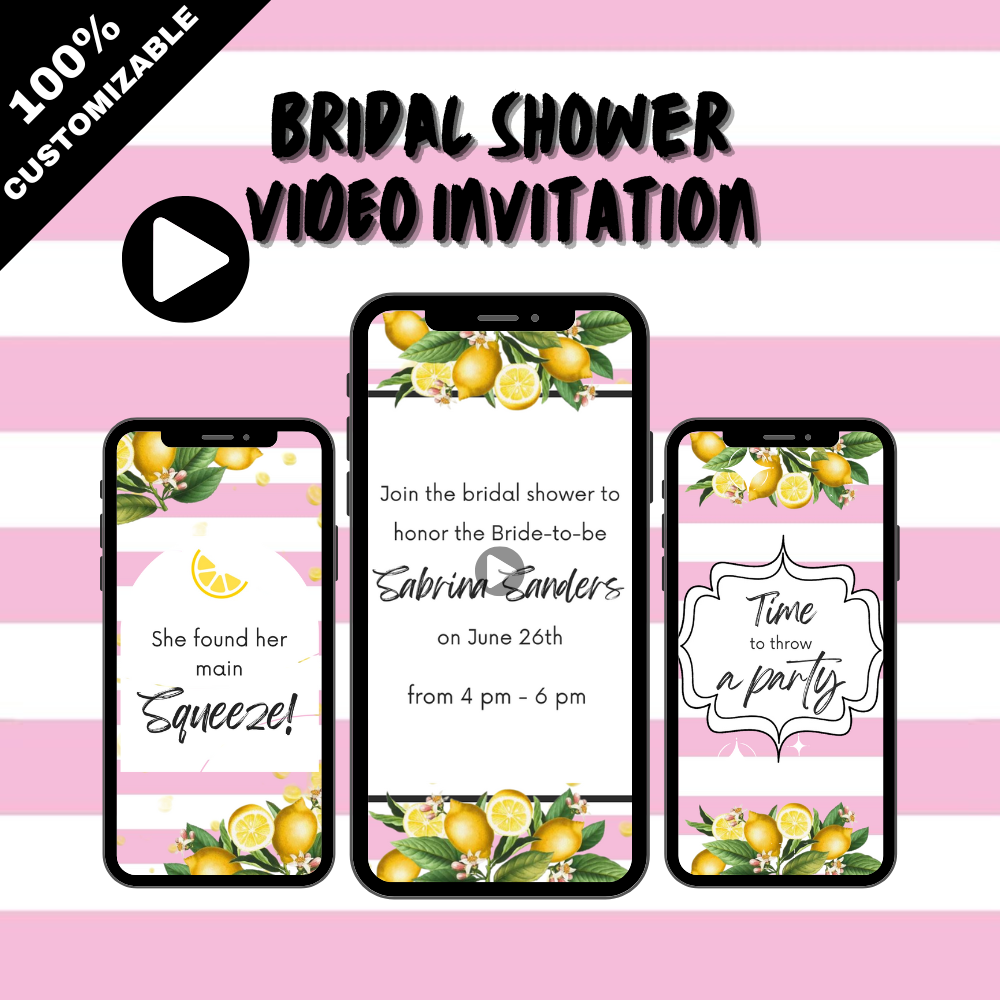 Squeeze Bridal Shower Video Invitation – Animated Lemon Theme Digital Video Invite