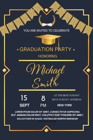 High School &amp; College Graduates Party Card Invitation - Personalized Party Card Invite