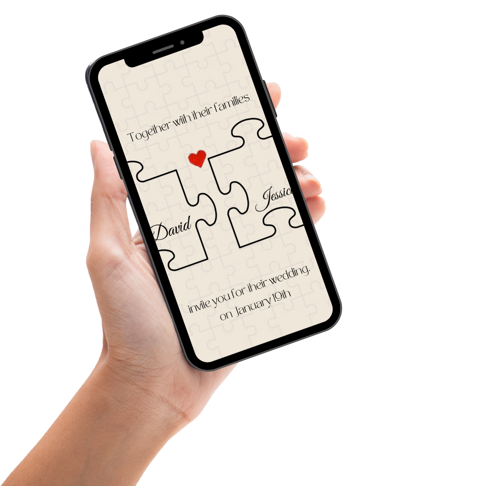 Puzzle Wedding Perfectly Fit Together Video Invitation - Puzzle Theme Wedding Digital Invite