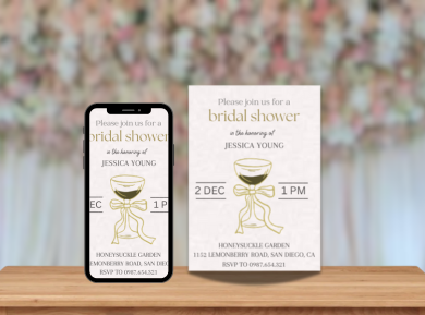 Stylish Cocktail Theme Party Card Invitation – Elegant Bridal Shower Theme Party Digital Invite