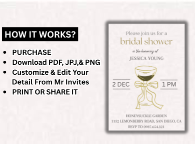 Stylish Cocktail Theme Party Card Invitation – Elegant Bridal Shower Theme Party Digital Invite