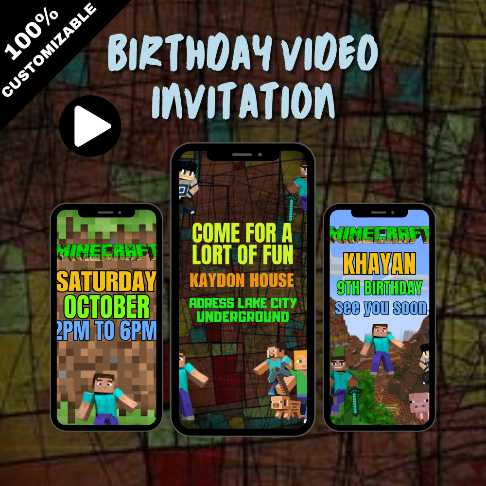 Minecraft-Themed Kids Birthday Video Invitation – Fun Animated Digital Invite