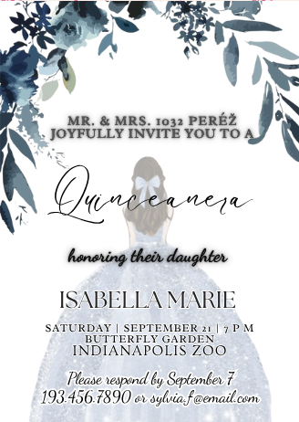 Quinceanera Garland Themed Digital Card Invitation - Custom Glorious Greenery Party Invite