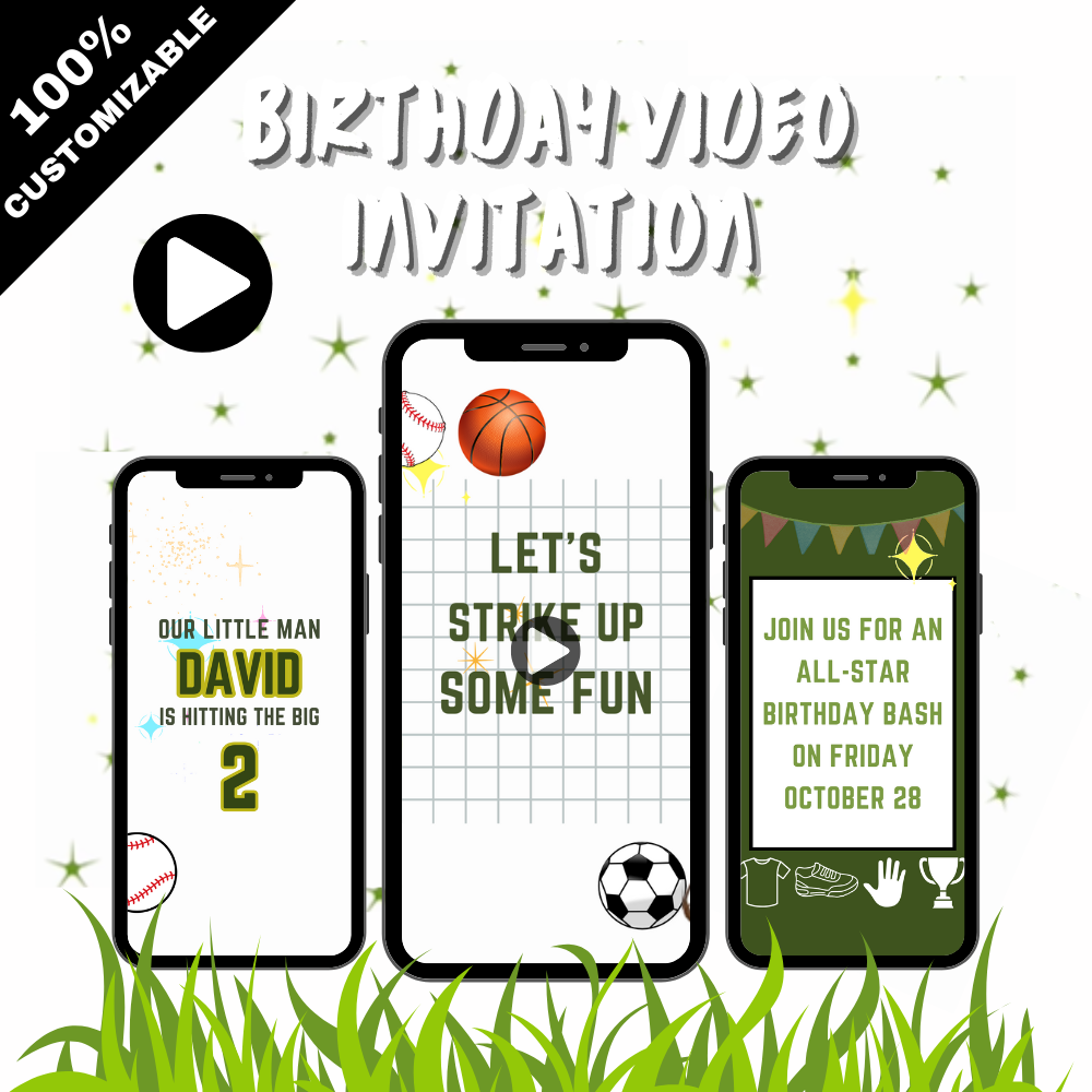 Sports Theme Kids Party Video Invitation – High-Energy Animated Digital Invite
