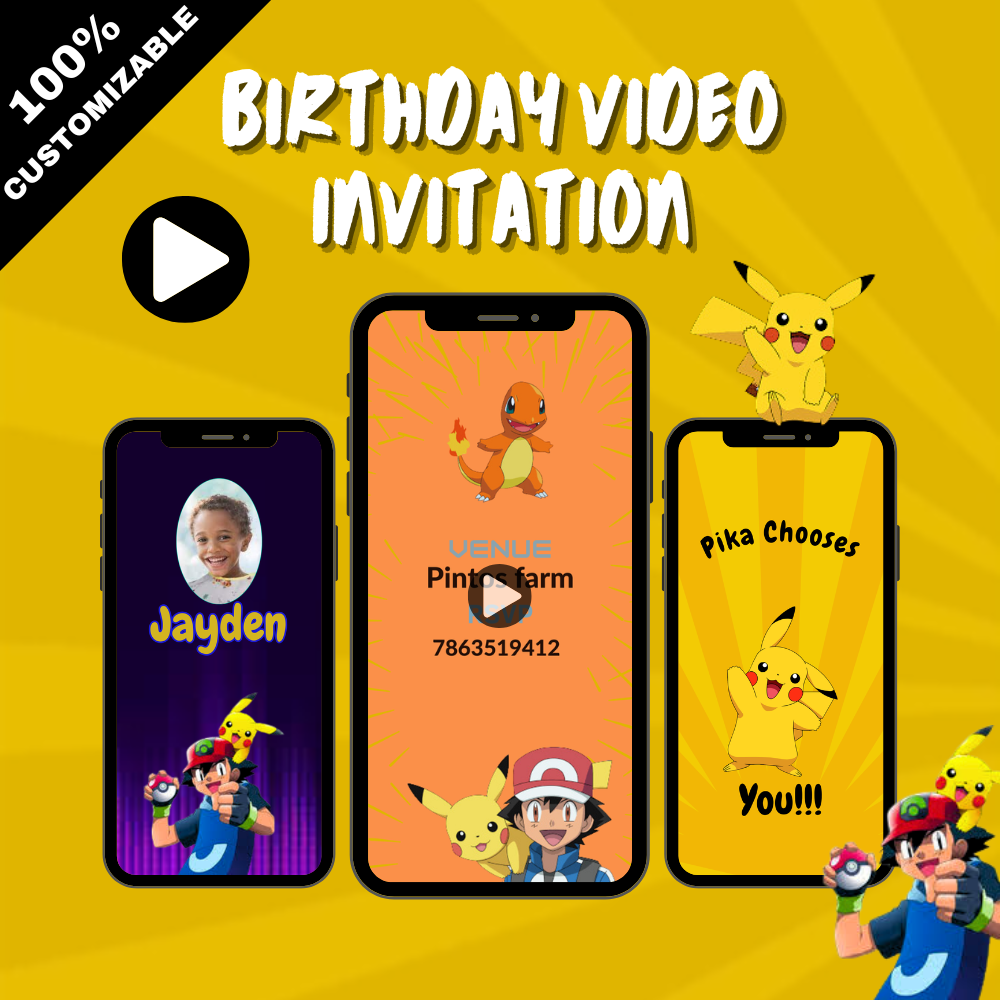 Animated Pokémon Birthday Video Invitation – Catchy, Fun Filled Digital Invite