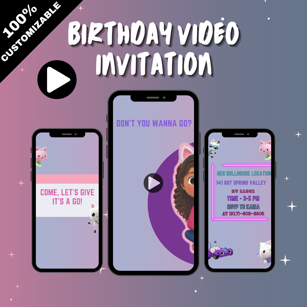 Gabby’s Dollhouse Birthday Video Invitation for Kids - Magical Animated Celebration