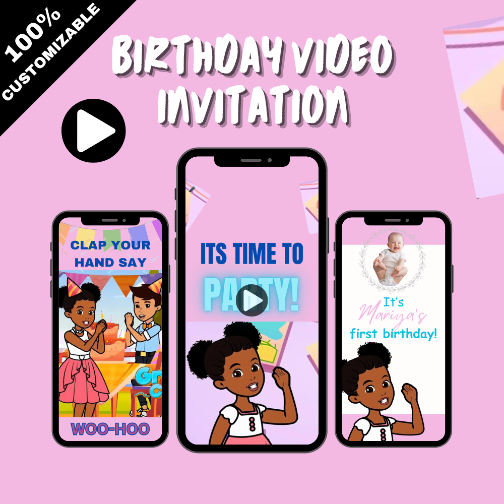 Magical Gracie Girl Birthday Party Video Invitation - Animated Video Invitation for Kids