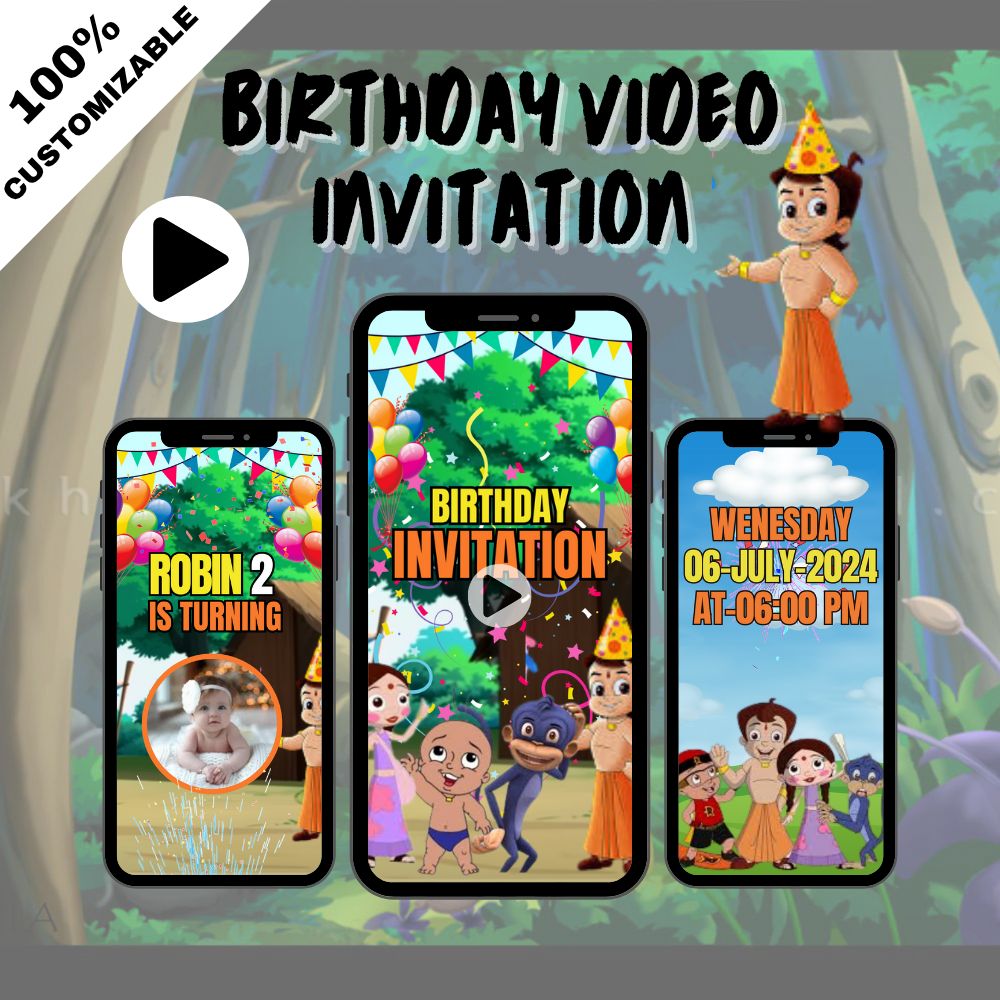 Chota Bheem Birthday Video Invitation – Personalized Animated Party Invite for Kids