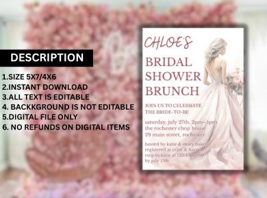 Nearly Mrs Bridal Shower Digital Invitation – Elegant Bridal Shower Card invites