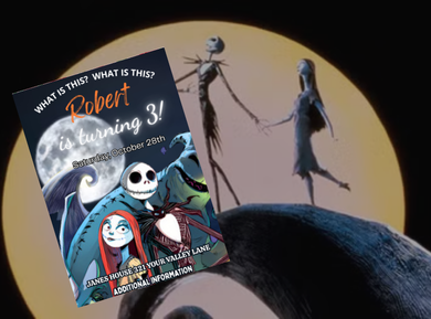 Nightmare Before Christmas Digital Birthday Invitation - Spooky &amp; Whimsical Theme Card Invite