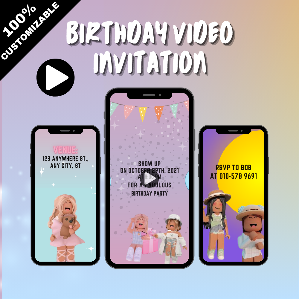 Roblox Theme Birthday Video Invitation – Animated Digital Party Invite for Kids