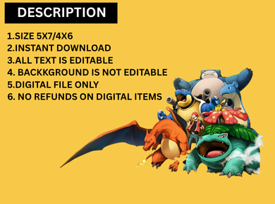 Pikachu Birthday Party Digital Invitation - Custom Pokémon Party Card Invite