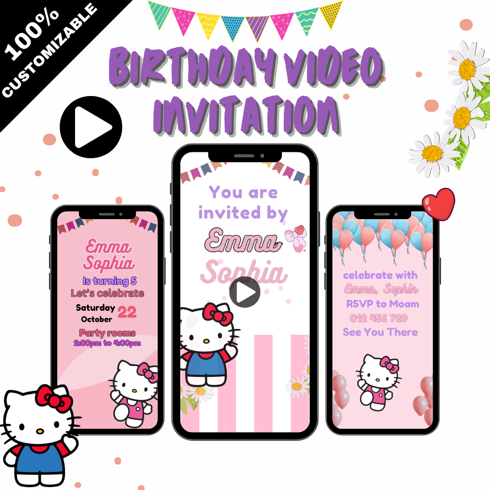 Hello Kitty Themed Birthday Video Invitation – Sweet, Stylish Digital Invite
