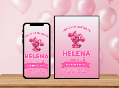 Blue’s Clues Girl-Themed Digital Birthday Invitation - Custom Party Card Invitation