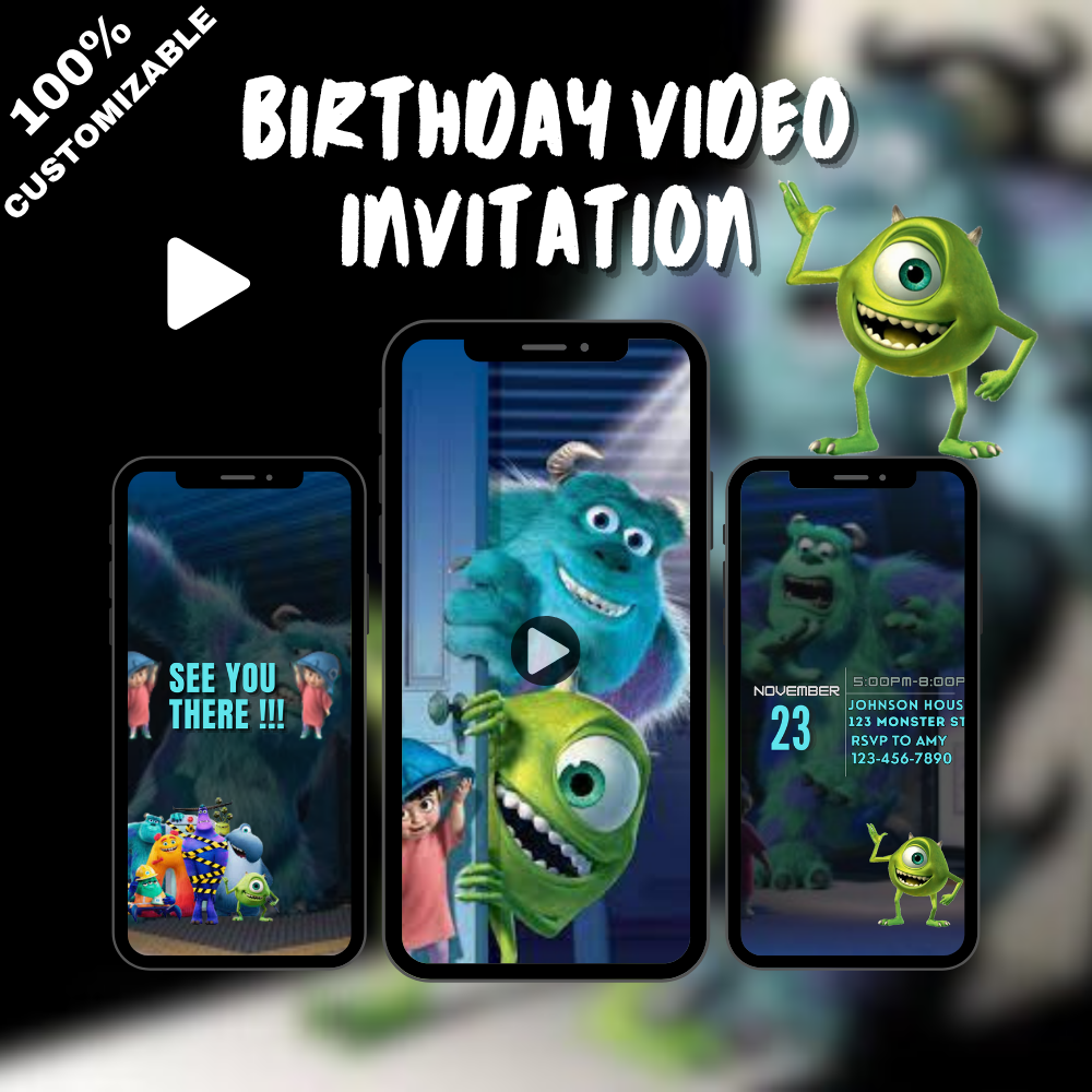 Monsters, Inc. Birthday Video Invitation – Animated Digital Party Invite for Kids