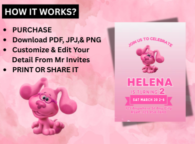Blue’s Clues Girl-Themed Digital Birthday Invitation - Custom Party Card Invitation