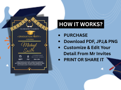 High School &amp; College Graduates Party Card Invitation - Personalized Party Card Invite
