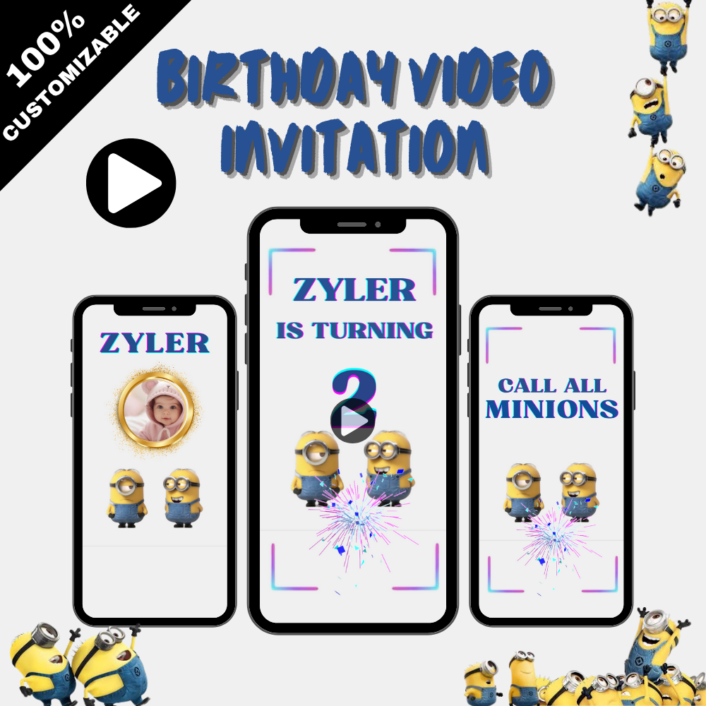 Minions Birthday Video Invitation – Call All Minions Digital Party Invite for Kids