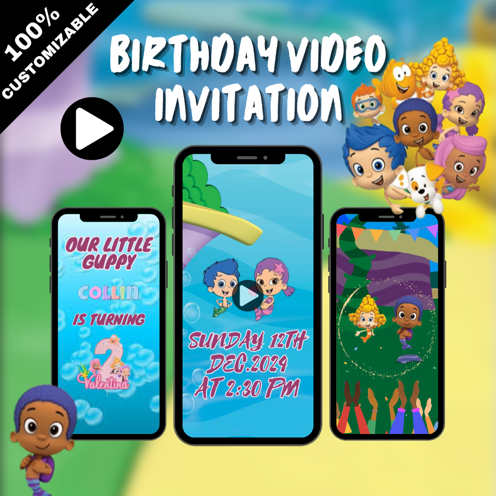 Animated Bubble Guppies Birthday Invitation – Cute &amp; Colorful Digital Party Video Invite