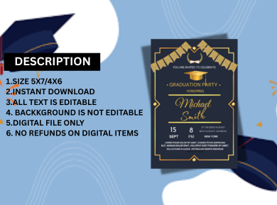 High School &amp; College Graduates Party Card Invitation - Personalized Party Card Invite