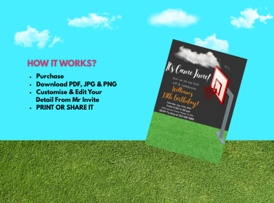 Custom Basketball Digital Birthday Card Invitation - Personalized Theme Party Invites