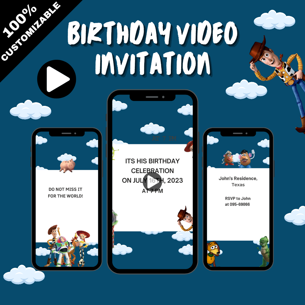 Toy Story Birthday Theme Video Invitation – Animated Digital Party Invite for Kids