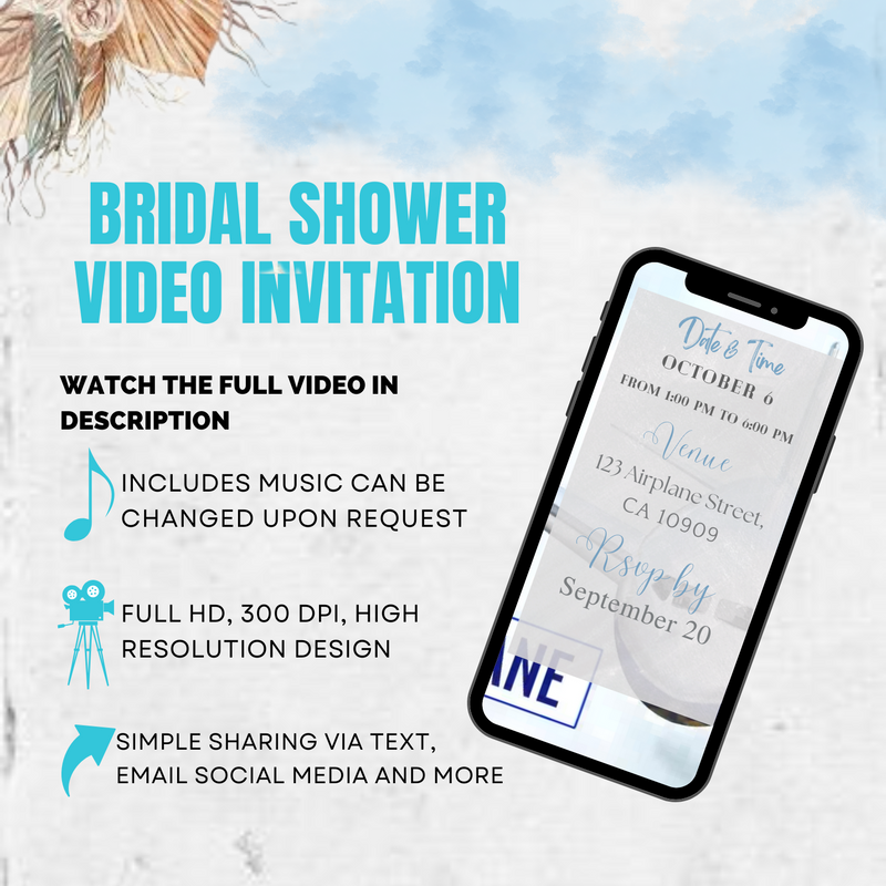 Passport to Love Bridal Shower Video Invitation – Travel Themed Animated Digital Invite