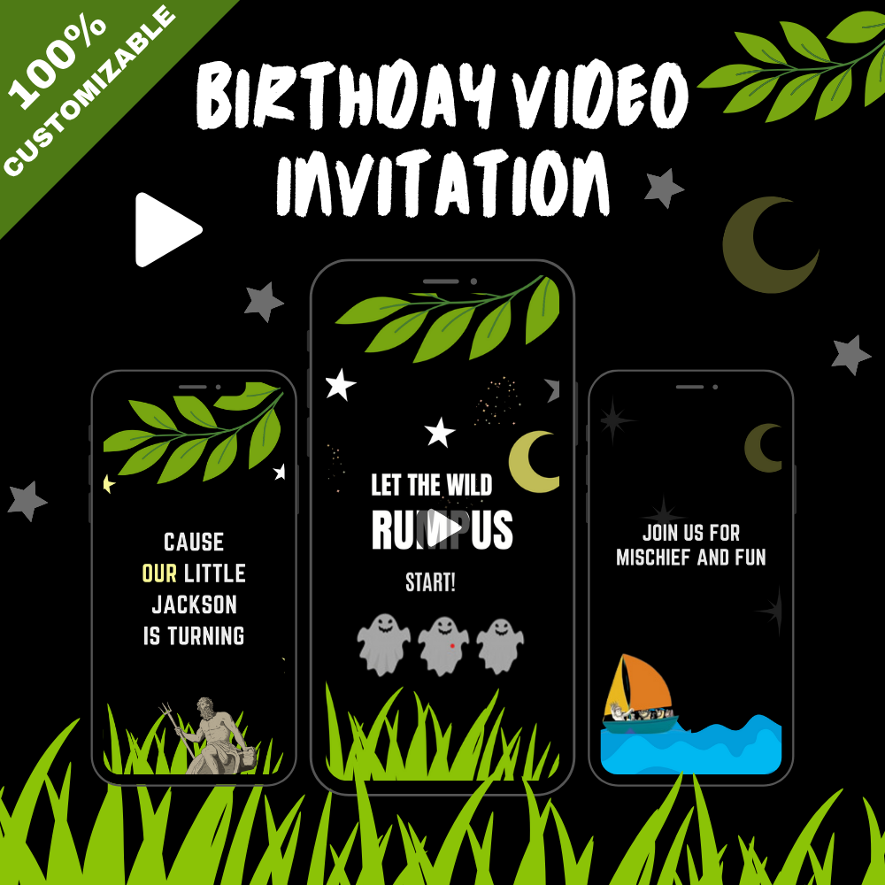 Wild Things Theme Kids Birthday Party Video Invitation - Animated Party Digital invites