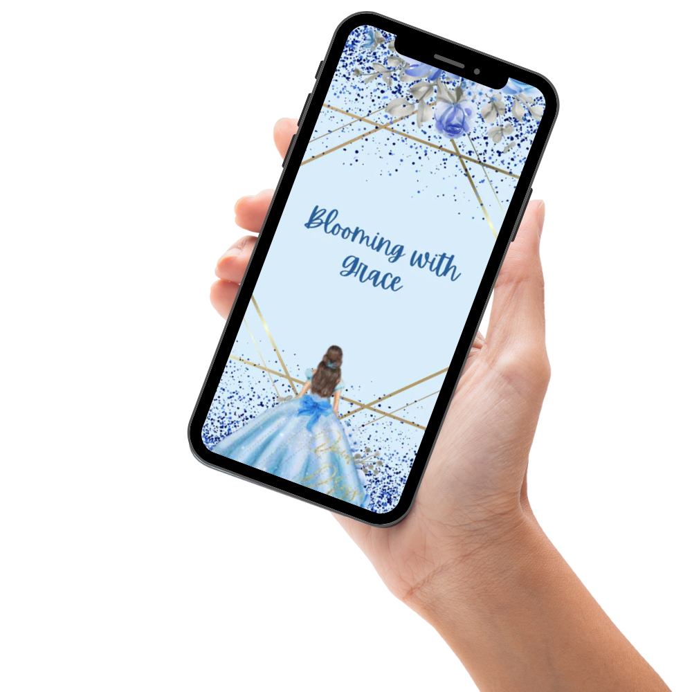 Quinceanera Cinderella Theme Party Digital Invitation – Elegant Animated Princess Video Invite