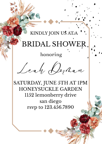 Terracotta Floral Frame Invite – Boho-Inspired Earthy Digital Card Invite