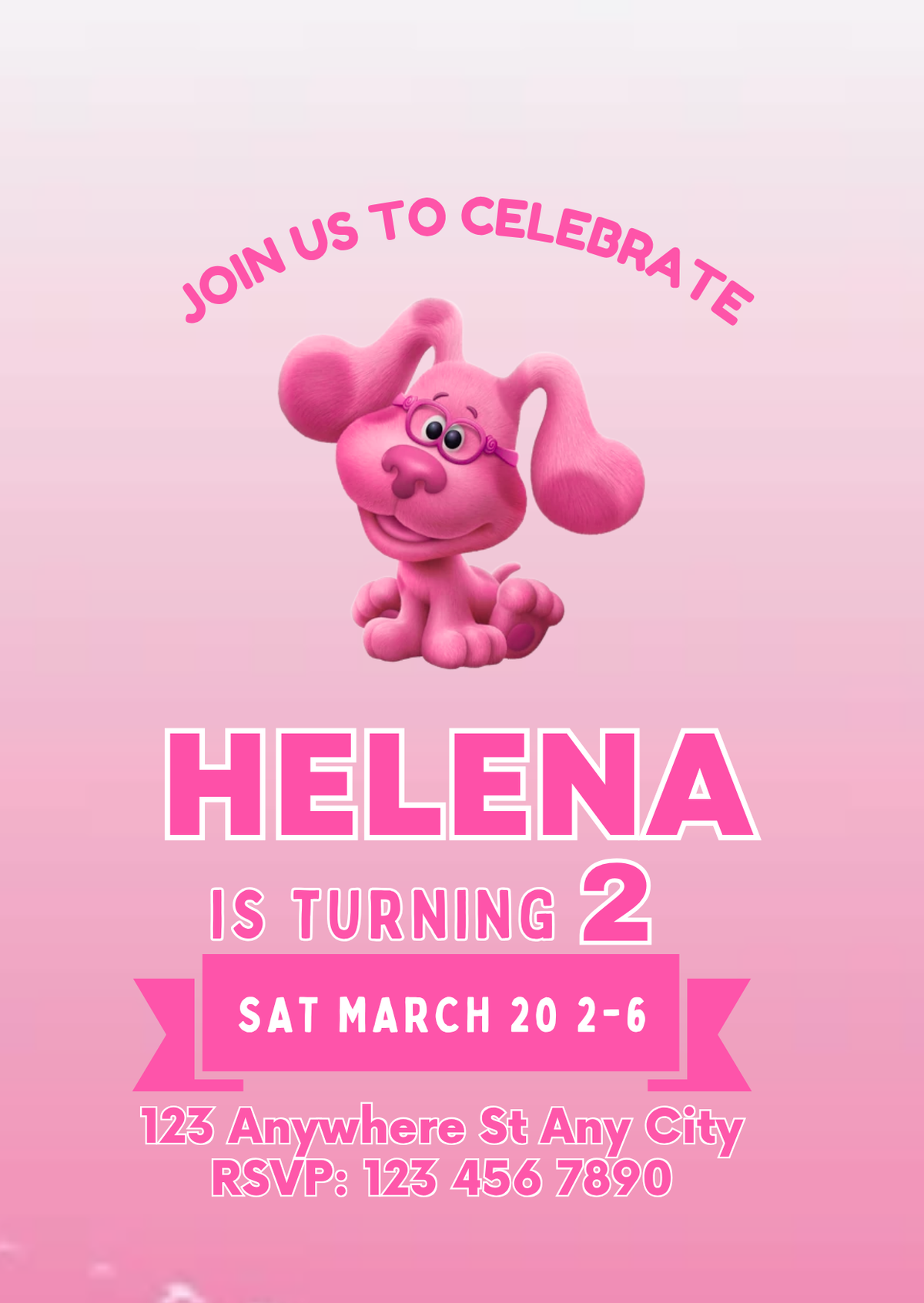 Blue’s Clues Girl-Themed Digital Birthday Invitation - Custom Party Card Invitation