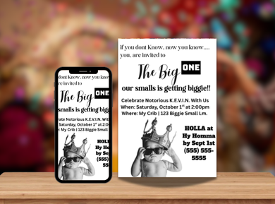 Biggie Smalls Digital Birthday Invitation - Custom Hip Hop Party Card Invite