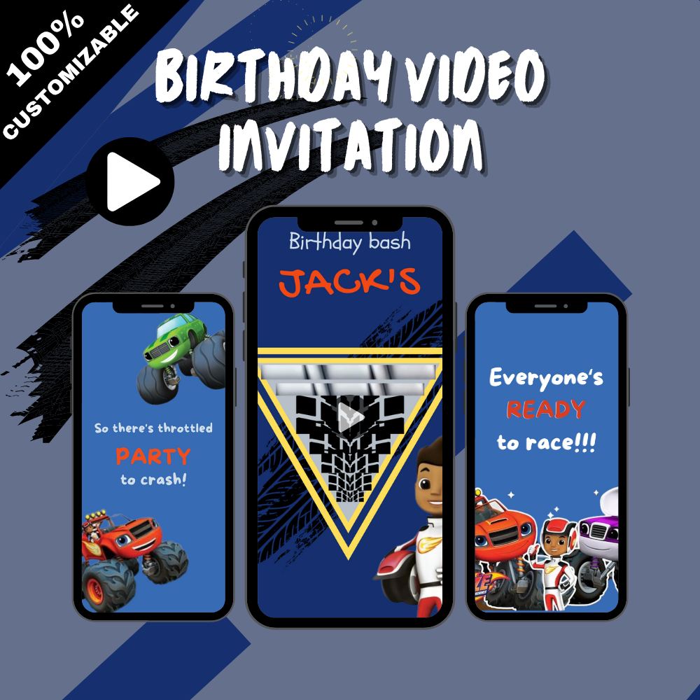 Blaze and the Monster Birthday Video Invitation – Fun Animated Party Digital Invite