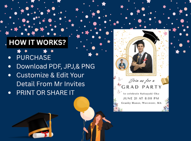 Personalized Theme Sophisticated Digital Card Invitation - Digital Invite for Party Celebration