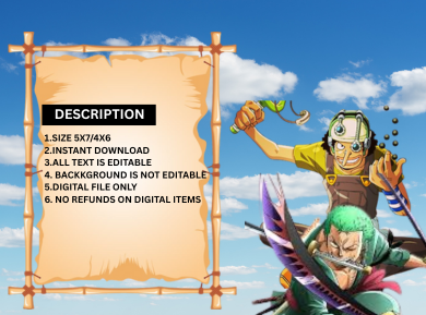 Sail into Fun One Piece Digital Birthday Card Invitation - Custom Pirate Party Digital Invite