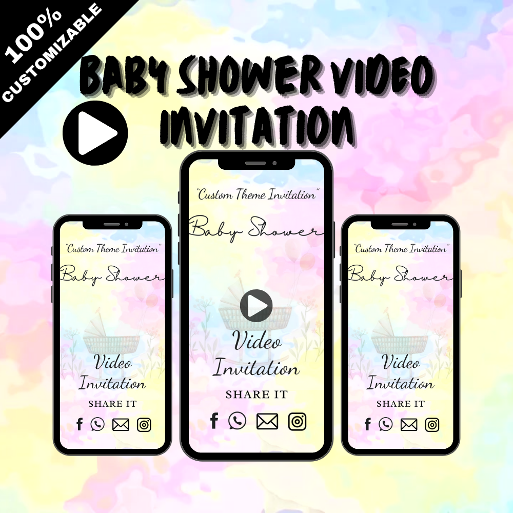 Personalized Baby Shower Invite – Customizable Theme Digital Video