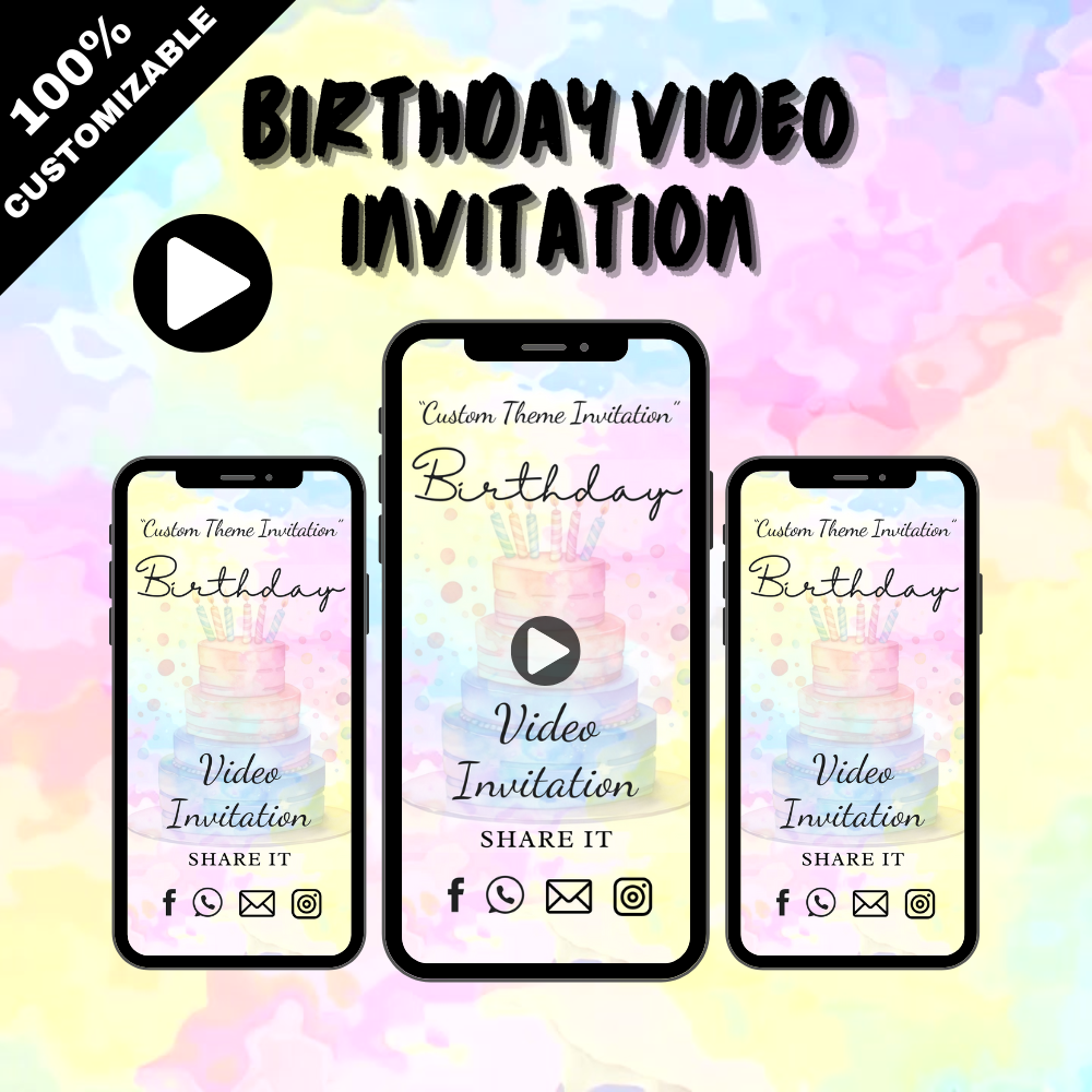Animated Birthday Party Video Invitation – Custom Theme Digital Invite